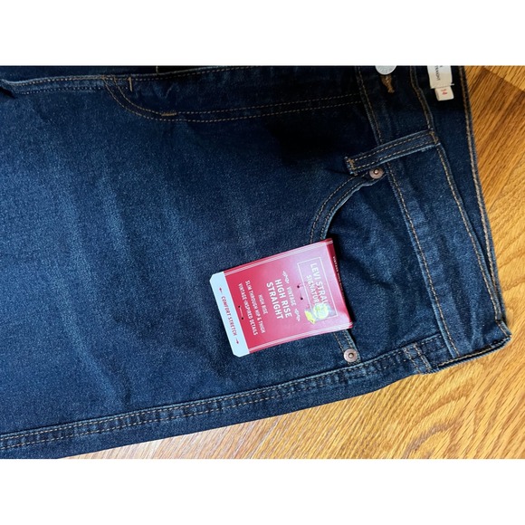 Levi Strauss Signature Womens High Rise Straight Dark Wash Jeans Size 14W 32W - Picture 2 of 4